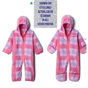 Columbia Baby 6-12 m pink/plaid fleece bunting EUC